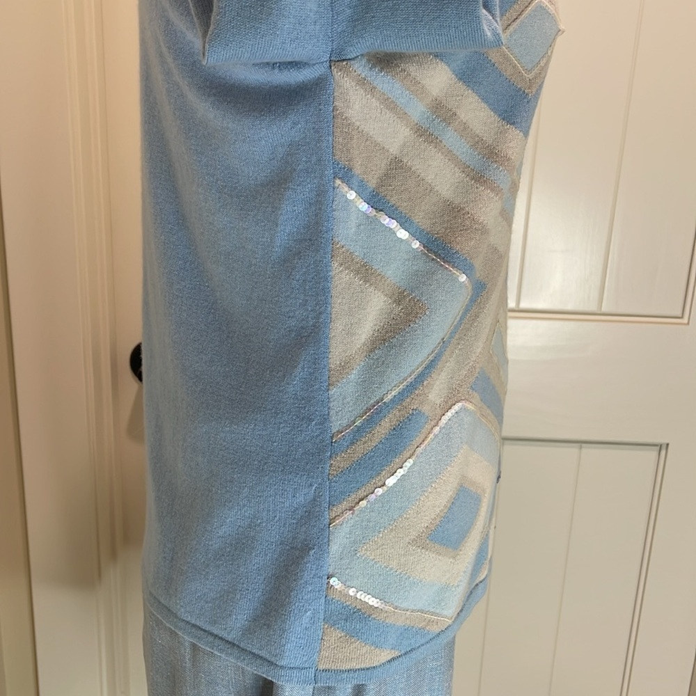 NWT ESCADA Suit Sequins Blue Twin Set Cami Size 38 Cardigan Sz 40 Skirt Sz 42 - Picture 9 of 17